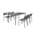 Ensemble de jardin en mtal anthracite table et 6 chaises