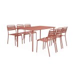 Ensemble de jardin en mtal terracotta table et 6 chaises