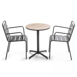 Ensemble de jardin rond 2 places marron d60 Ensemble de jardin rond 2 places marron d60