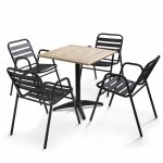 Ensemble de jardin table et 4 chaises aluminium et bois Ensemble de jardin table et 4 chaises aluminium et bois