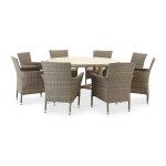 Ensemble jardin table ronde bois 150 et 8 chaises Ensemble jardin table ronde bois 150 et 8 chaises