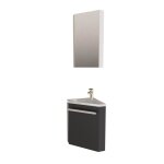 Ensemble lave - mains angle suspendu avec robinet et armoire d'angle
