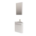Ensemble lave - mains d'angle + vasque + armoire de toilette