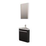 Ensemble lave - mains d'angle + vasque + armoire de toilette