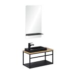Ensemble lave - mains grande largeur avec miroir 60cm Ensemble lave - mains grande largeur avec miroir 60cm