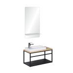 Ensemble lave - mains grande largeur avec miroir 60cm Ensemble lave - mains grande largeur avec miroir 60cm