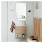 Ensemble lave - mains avec niche, robinet et miroir tablette