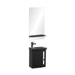 Ensemble lave - mains avec rangement latral et miroir tablette noire