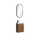 Ensemble lave - mains suspendu avec robinet noir et miroir ovale Ensemble lave - mains suspendu avec robinet noir et miroir ovale