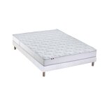 Ensemble matelas 100% latex 3 zones sommier blanc 140x190