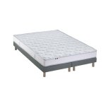 Ensemble matelas 100% latex 3 zones sommier gris 160x200
