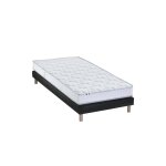 Ensemble matelas 100% latex 5 zones sommier noir 90x190