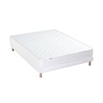 Ensemble matelas accueil latex 3 zones sommier blanc 140x190