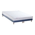 Ensemble matelas accueil latex 3 zones sommier bleu 160x200