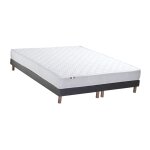 Ensemble matelas accueil latex 3 zones sommier gris 160x200