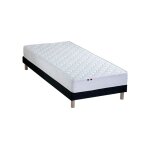 Ensemble matelas accueil latex 3 zones sommier noir 90x190