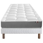 Ensemble matelas mémoire forme sommier blanc 90x190 Ensemble matelas mémoire forme sommier blanc 90x190