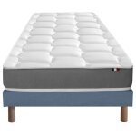 Ensemble matelas mmoire forme sommier bleu 90x200