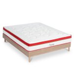 Ensemble matelas � m�moire de forme et sommier en kit bois 160x200
