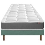 Ensemble matelas mmoire forme sommier vert 90x200