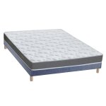 Ensemble matelas mousse ferme sommier bleu 140x190