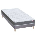Ensemble matelas mousse sommier gris 90x190