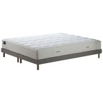 Ensemble matelas ressorts 5 zones mousse hd sommier gris 180x200