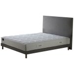 Ensemble matelas ressort 5 zones sommier tete de lit beige 140x200