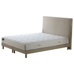 Ensemble matelas ressort 5 zones sommier tete de lit beige 160x200