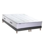 Ensemble matelas ressort 7 zones et 2 sommiers gris chine 160x200
