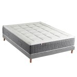 Ensemble matelas ressort 7 zones sommier gris 140x190