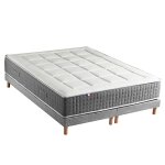 Ensemble matelas ressort 7 zones sommier gris 160x200