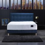 Ensemble matelas ressorts ensachs et sommier bleu marine 140x190