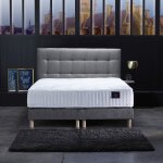 Ensemble matelas ressorts ensachs et sommier gris souris 180x200