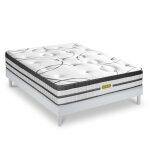 Ensemble matelas  ressorts ensachs et sommier en kit blanc 140x190