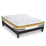 Ensemble matelas  ressorts ensachs sommier en kit gris 140x190