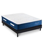 Ensemble matelas  ressorts ensachs et sommier en kit noir 140x190