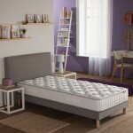 Ensemble matelas ressorts fermes sommier gris 90x190