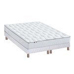 Ensemble matelas ressorts sommier blanc 180x200