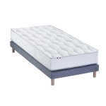 Ensemble matelas ressorts sommier bleu 90x190