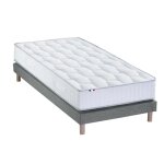 Ensemble matelas ressorts sommier gris 90x190