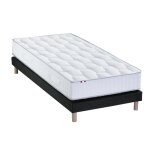 Ensemble matelas ressorts sommier noir 90x190