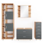 Ensemble meubles bain avec colonne anthracite / effet bois dor