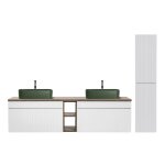 Ensemble meuble double vasque 1 colonne stratifiés blanc Ensemble meuble double vasque 1 colonne stratifiés blanc