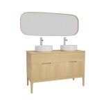 Ensemble meuble double vasque 120cm + vasque + robinet + miroir