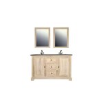 Ensemble de meuble double vasque en chne blanchie l140 et 2 miroirs