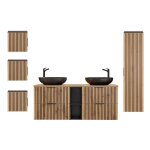 Ensemble meuble double vasque colonne armoires stratifis beige noir