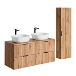 Ensemble meuble double vasque colonne stratifiés beige Ensemble meuble double vasque colonne stratifiés beige