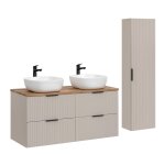 Ensemble meuble double vasque colonne stratifiés beige Ensemble meuble double vasque colonne stratifiés beige