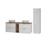 Ensemble meuble double vasque colonne stratifi�s blanc
